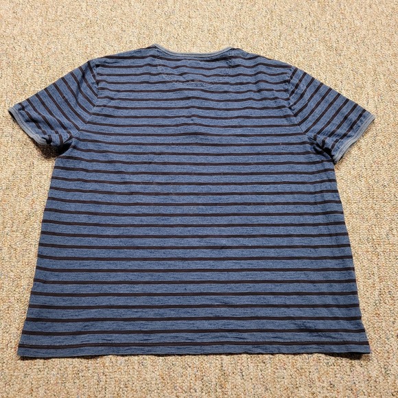 Brooks Brother Shirt Mens 2XL Blue Striped Henley V Neck Pullover Short Sleeve - Picture 13 of 14